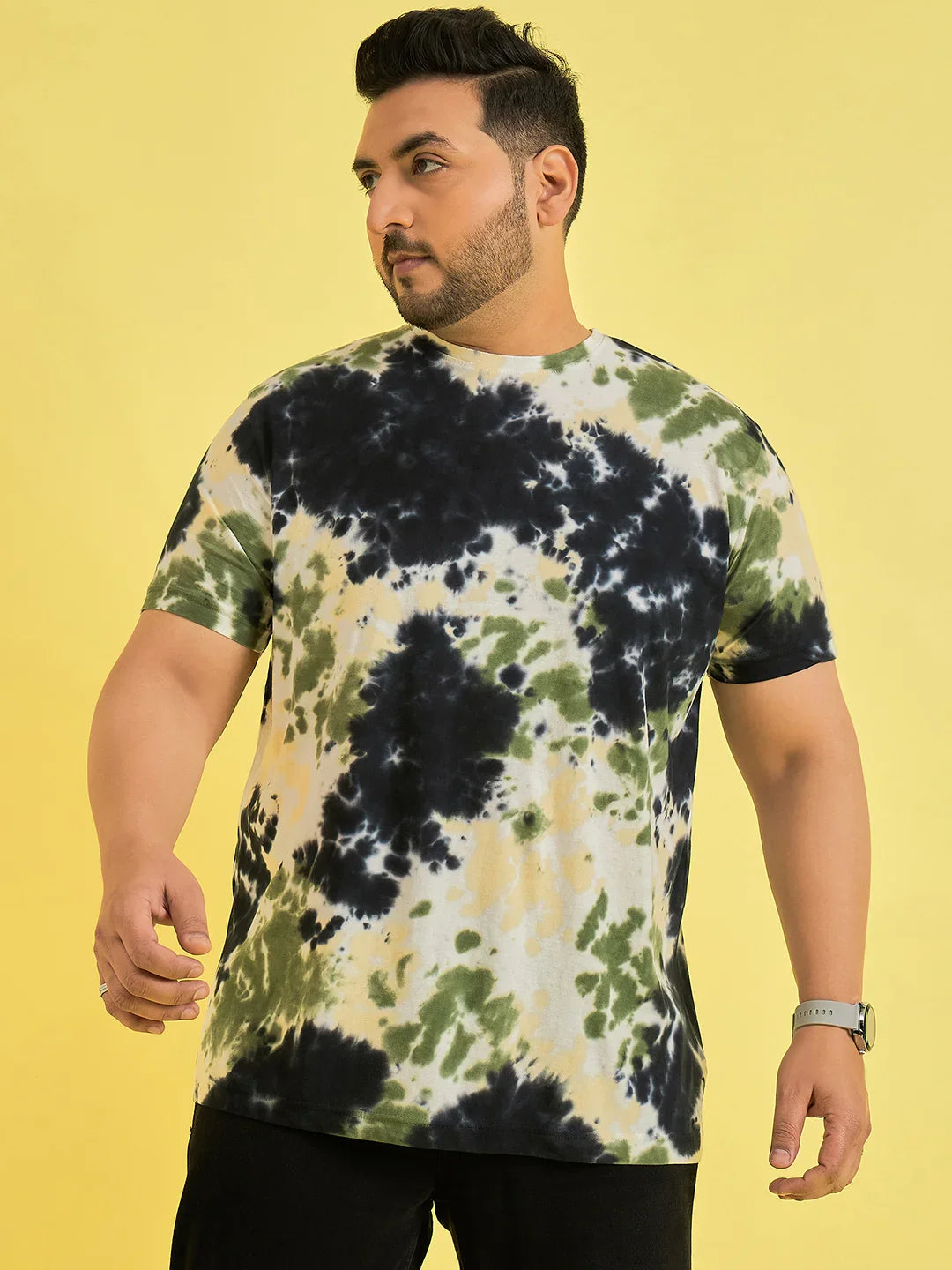 Men Plus Size Horizon Multicolor Printed Round Neck Tshirt - bigbanana