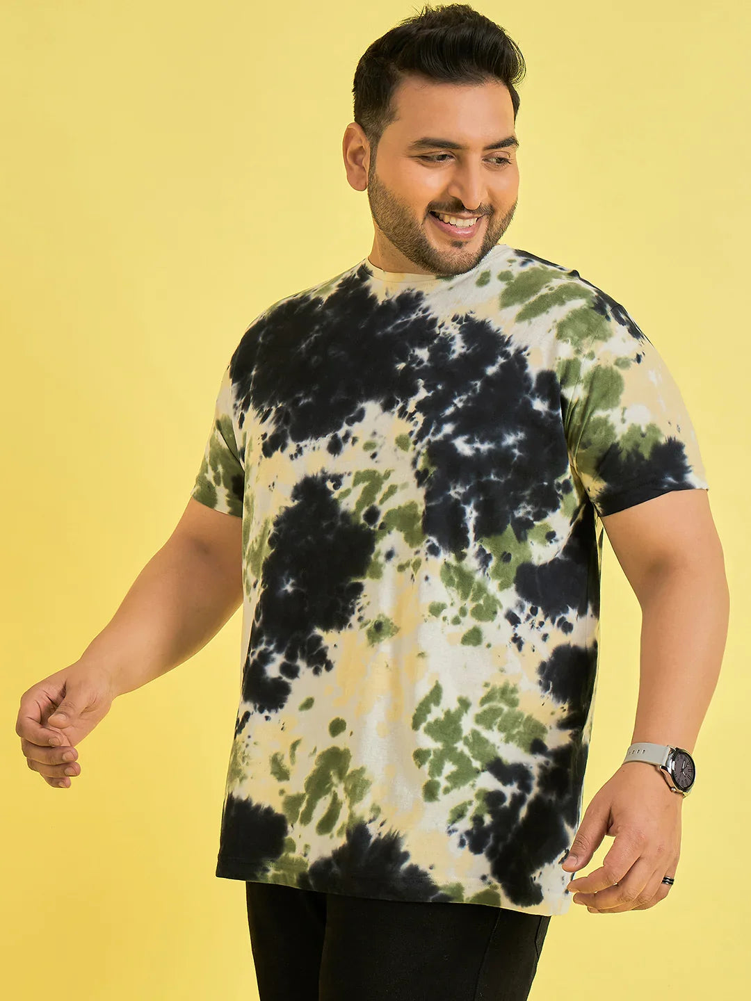 Men Plus Size Horizon Multicolor Printed Round Neck Tshirt - bigbanana