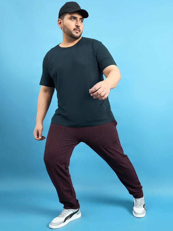 Men Plus Size Huang Maroon Solid Trackpant