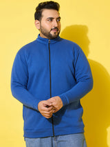 Men Plus Size Hustle Royal Blue  Printed  Jacket