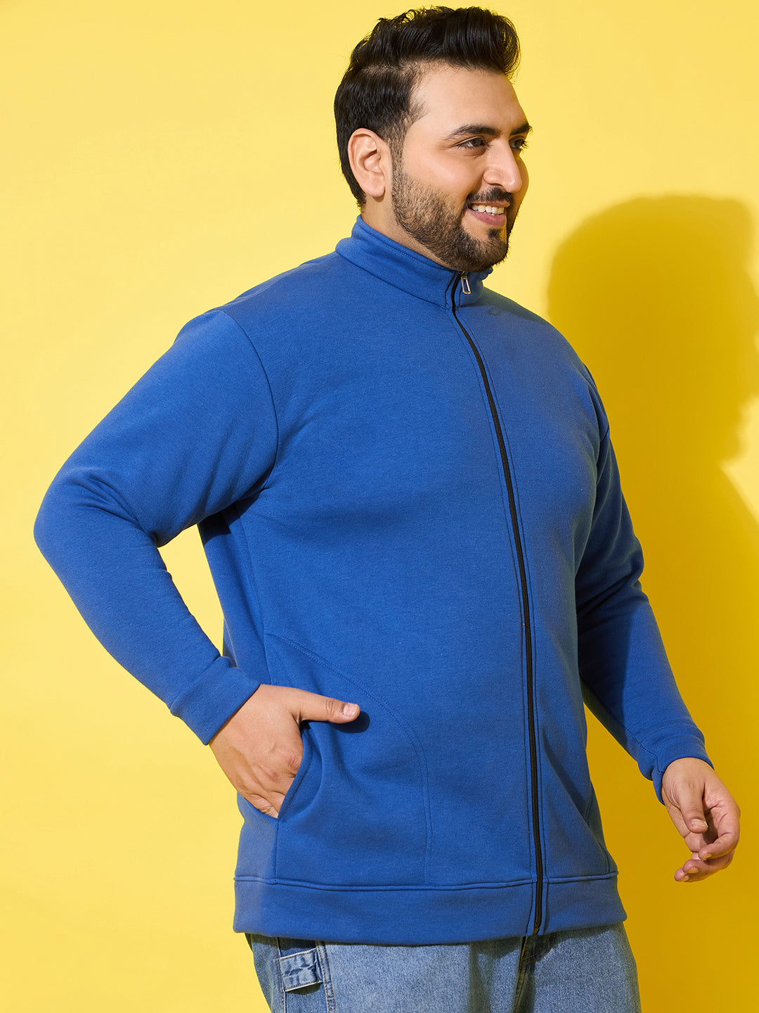 Men Plus Size Hustle Royal Blue  Printed  Jacket