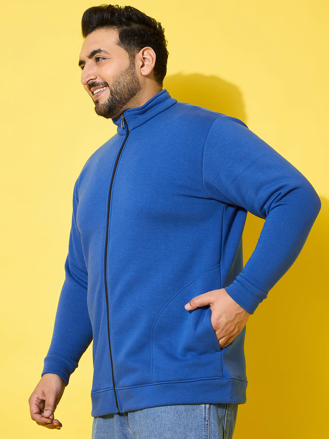 Men Plus Size Hustle Royal Blue  Printed  Jacket