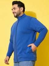 Men Plus Size Hustle Royal Blue  Printed  Jacket