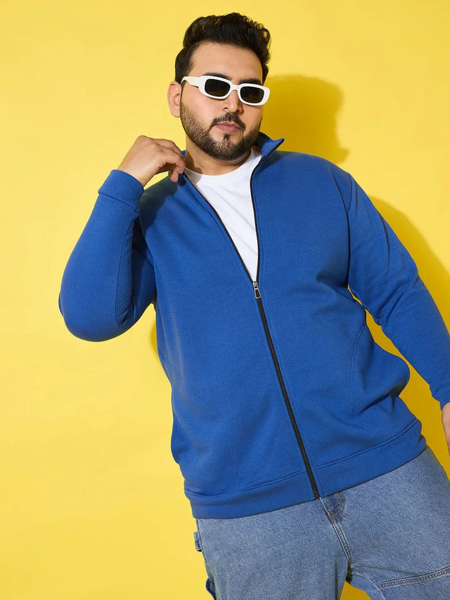 Men Plus Size Hustle Royal Blue  Printed  Jacket