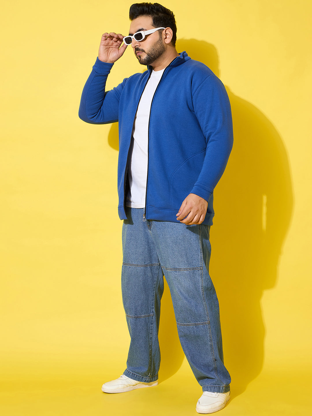 Men Plus Size Hustle Royal Blue  Printed  Jacket
