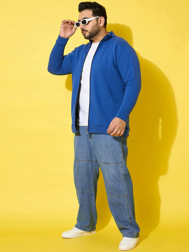 Men Plus Size Hustle Royal Blue  Printed  Jacket
