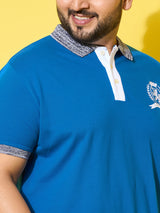 Men Plus Size Iceborn Royal Blue Solid Polo Tshirt