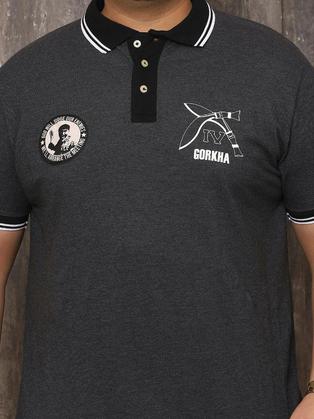 Men Plus Size Illusive Solid Grey Polo Tshirt - bigbanana