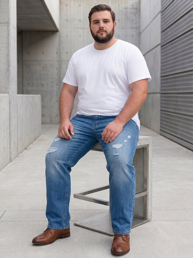 Men Plus Size Sawyer Navy Washed Jeans