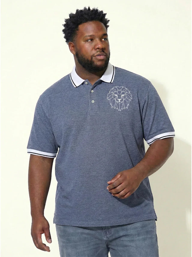 Men Plus Size Monarch Blue Solid Polo Tshirt