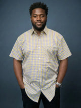 Men Plus Size Matrix Multicolor Checkered Casual Shirt