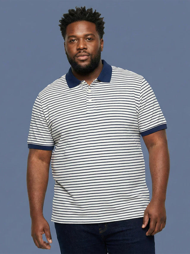Men Plus Size Minitias Striped Polo Tshirt