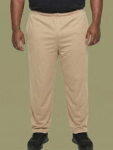 Men Plus Size Gossamer Beige Solid Trackpant