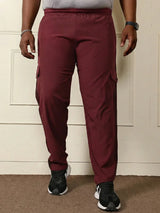 Men Plus Size Quirk Maroon Colorblock Trackpant