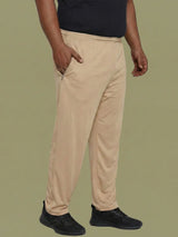 Men Plus Size Gossamer Beige Solid Trackpant