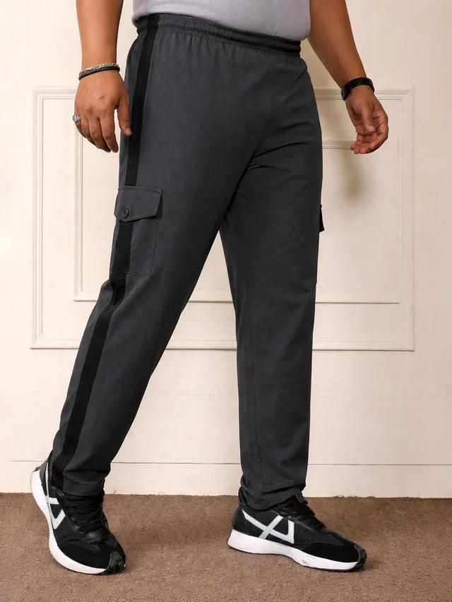 Men Plus Size Atoll Grey Solid Trackpant