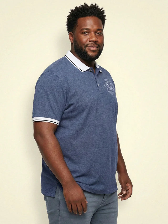Men Plus Size Monarch Blue Solid Polo Tshirt