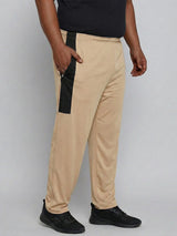 Men Plus Size Ambit Beige Solid Trackpant