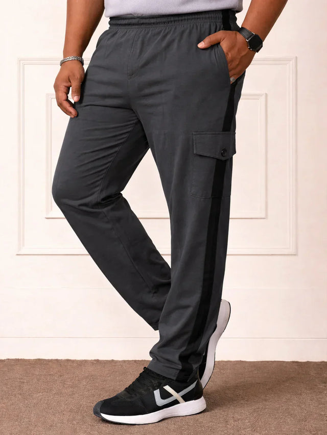 Men Plus Size Atoll Grey Solid Trackpant