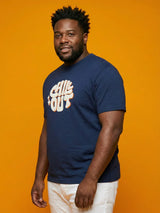 Men Plus Size Icebold Navy-Blue Printed Round Neck Tshirt