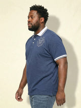 Men Plus Size Monarch Blue Solid Polo Tshirt