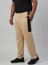 Men Plus Size Ambit Beige Solid Trackpant