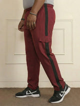 Men Plus Size Quirk Maroon Colorblock Trackpant