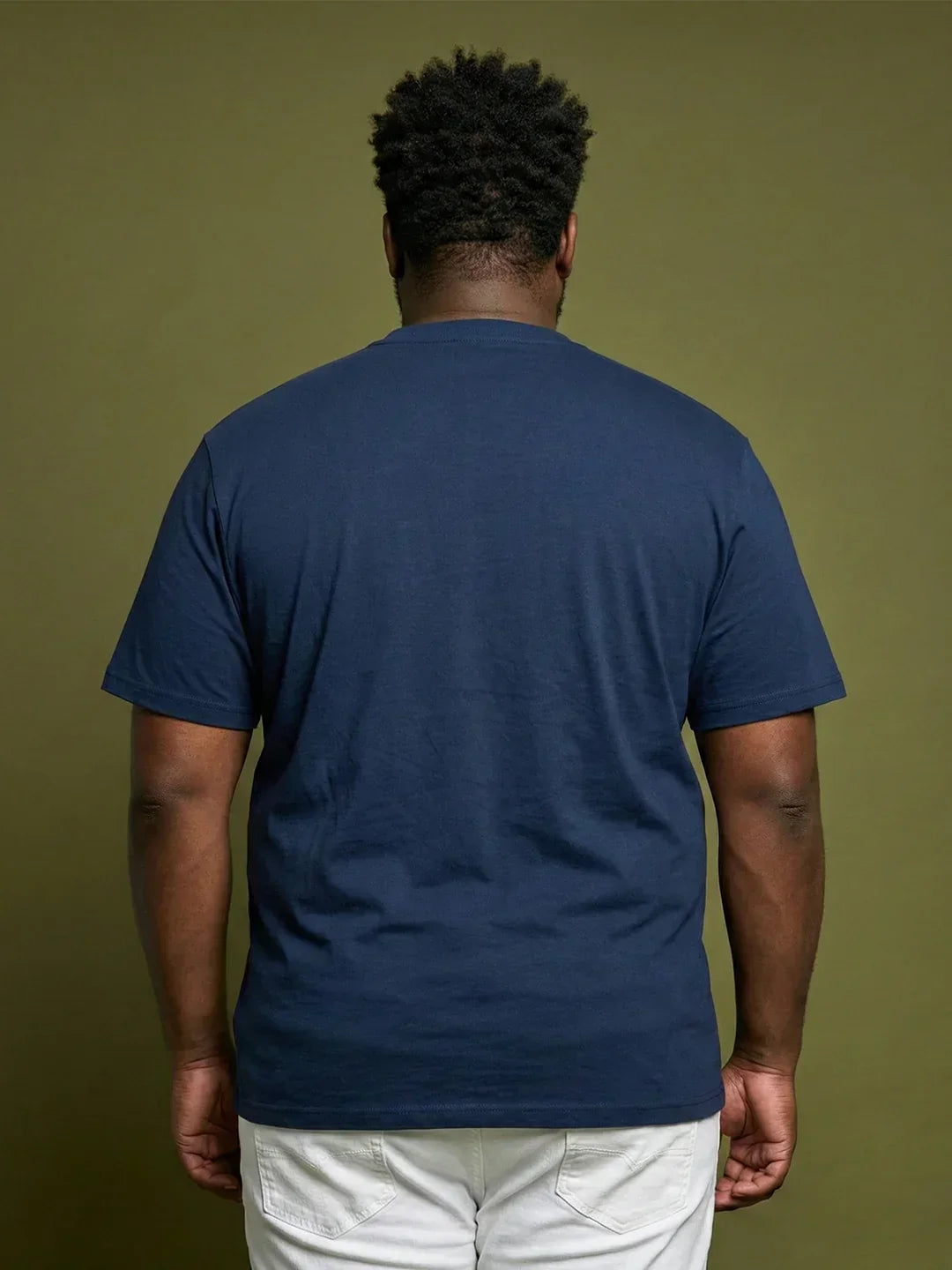 Men Plus Size Yaya Navy-Blue Printed Round Neck Tshirt