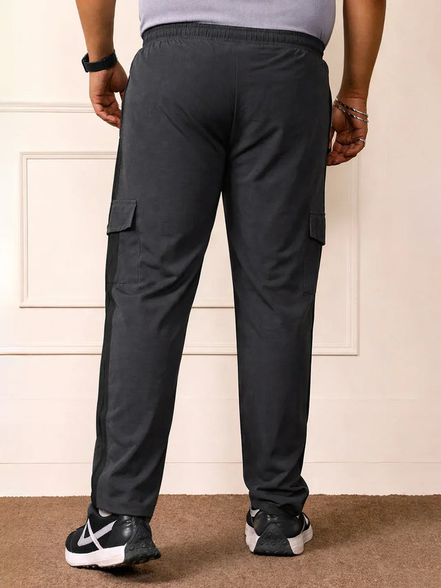 Men Plus Size Atoll Grey Solid Trackpant