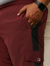 Men Plus Size Quirk Maroon Colorblock Trackpant