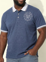 Men Plus Size Monarch Blue Solid Polo Tshirt