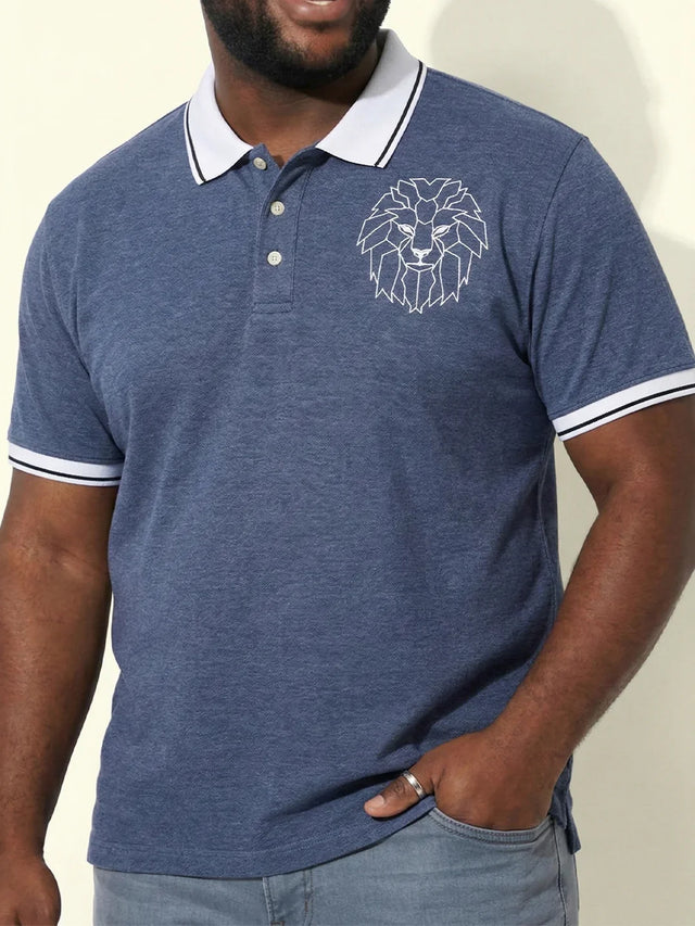 Men Plus Size Monarch Blue Solid Polo Tshirt