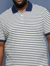 Men Plus Size Minitias Striped Polo Tshirt