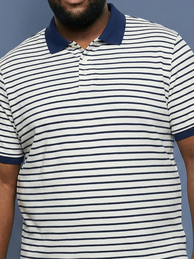 Men Plus Size Minitias Striped Polo Tshirt
