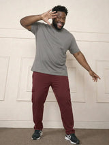 Men Plus Size Quirk Maroon Colorblock Trackpant