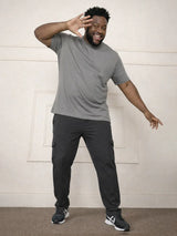 Men Plus Size Atoll Grey Solid Trackpant