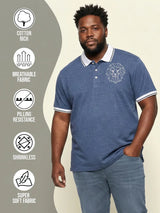 Men Plus Size Monarch Blue Solid Polo Tshirt