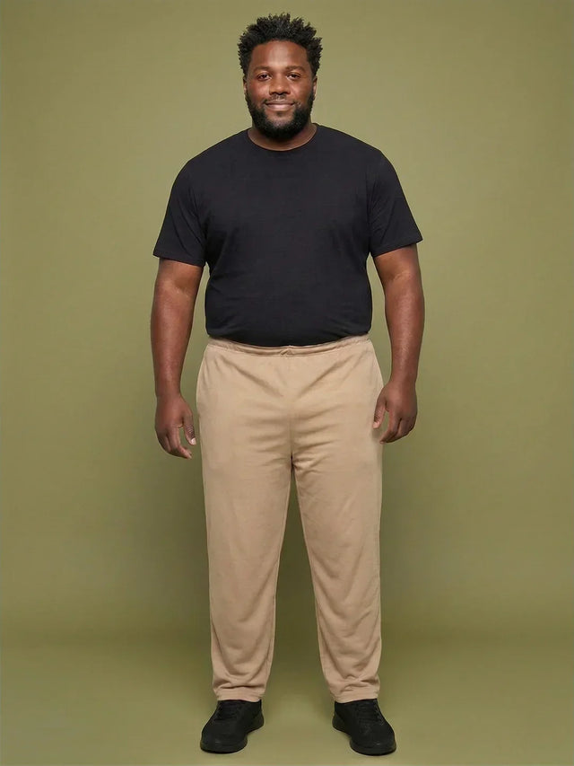 Men Plus Size Gossamer Beige Solid Trackpant