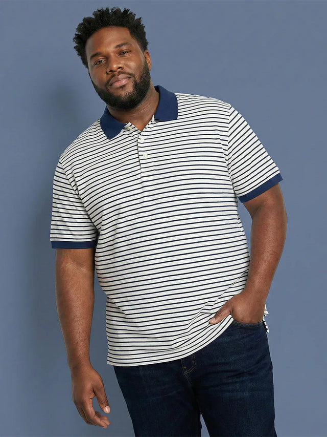 Men Plus Size Minitias Striped Polo Tshirt