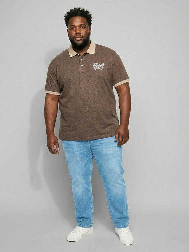 Men Plus Size Everlasting Brown Solid Polo Tshirt