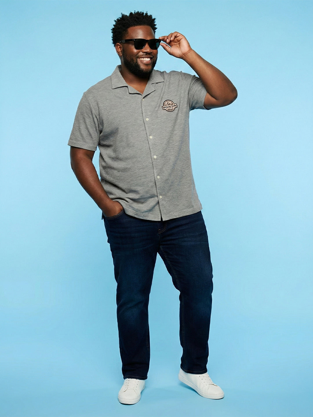 Men Plus Size Hydside Grey Solid Casual Shirt