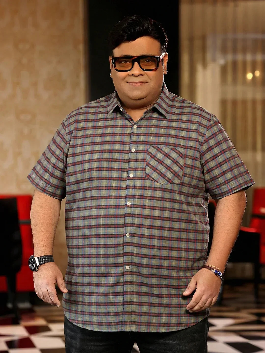 Men Plus Size Jura Multicolor Checkered Casual Shirt