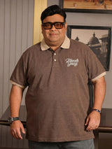 Men Plus Size Everlasting Brown Solid Polo Tshirt