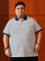 Men Plus Size Minitias Striped Polo Tshirt