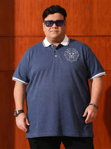Men Plus Size Monarch Blue Solid Polo Tshirt