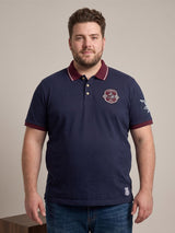 Men Plus Size Powernest Navy Blue Solid Polo