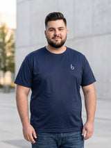 Men Plus Size Vaporcrew-Navy Blue Solid Navy Blue Round Neck