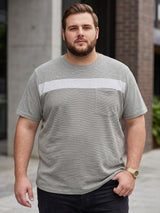 Men Plus Size Titanium Textured Round Neck Tshirt