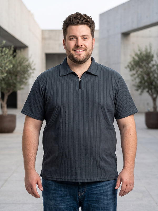 Men Plus Size Gravelo Charcoal Grey Polo Tshirts