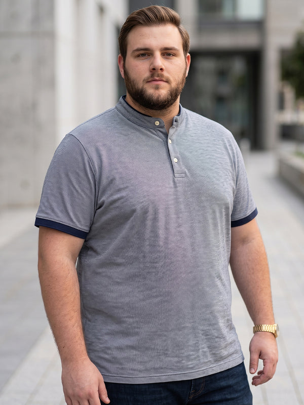Men Plus Size Lazon Solid Henley Tshirt